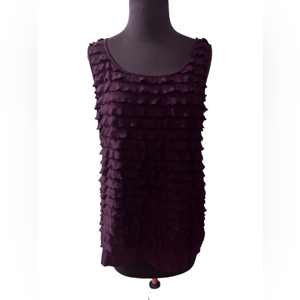 Loft Ruffle Tank size XL Deep Maroon